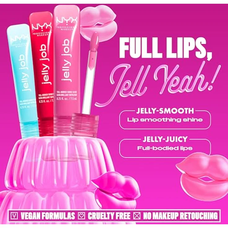 NYX Professional Makeup Jelly Job, leuchtender Lippenglanz mit vergrößerndem Effekt, Farbton Jelly Squeeze, 7.5 ml – Bild 3