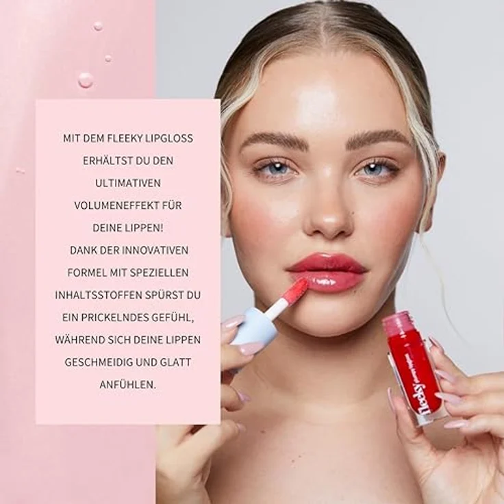 Fleeky Plumpy Lip Gloss, Lippenpflege mit volumengebendem Effekt, 5 ml, Cherry Red – Bild 7