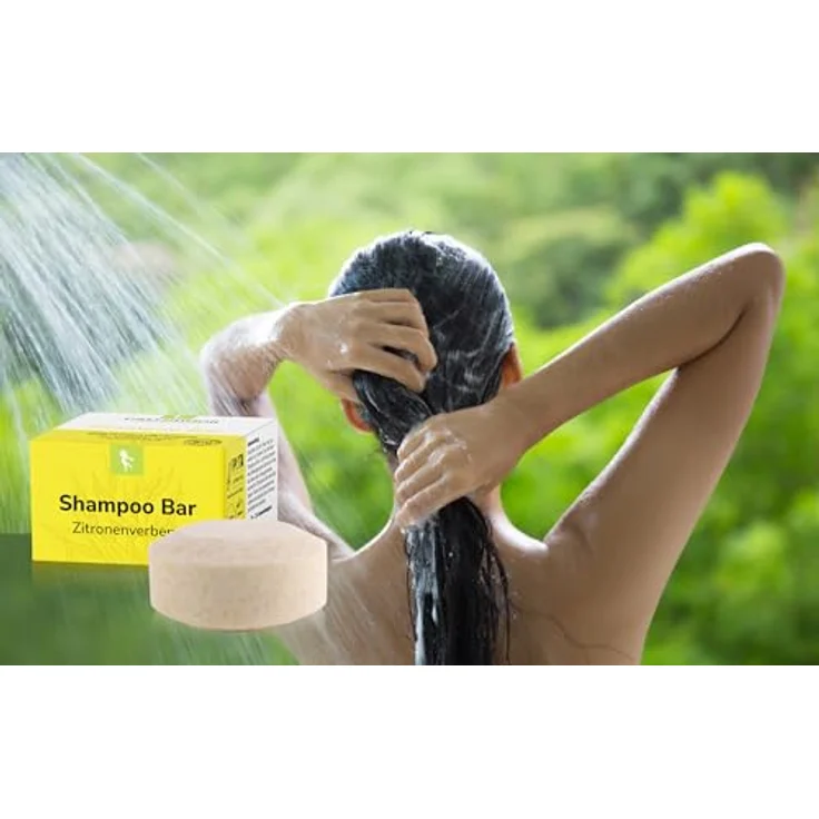 GREENDOOR Naturkosmetik Shampoo Bar Zitronenverbene 75g - Festes mildes Haarshampoo ohne Silikone, vegan mit Bio Sheabutter & Aloe Vera, natürliche Haarpflege unisex – Bild 2