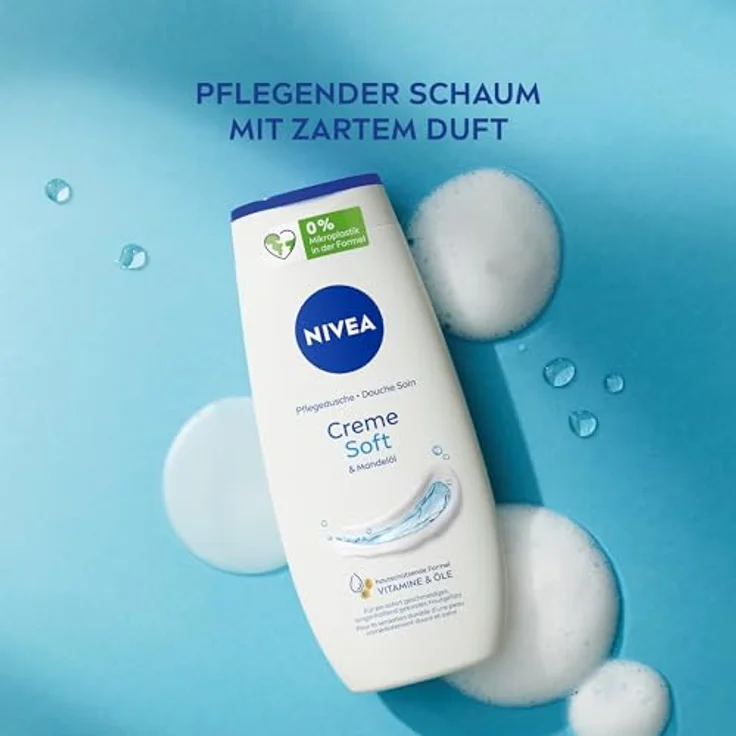 NIVEA Creme Soft Pflegedusche, 250ml - Duschgel mit Mandel-Öl und pH-hautneutraler Formel, 99% biologisch abbaubar, blau – Bild 5