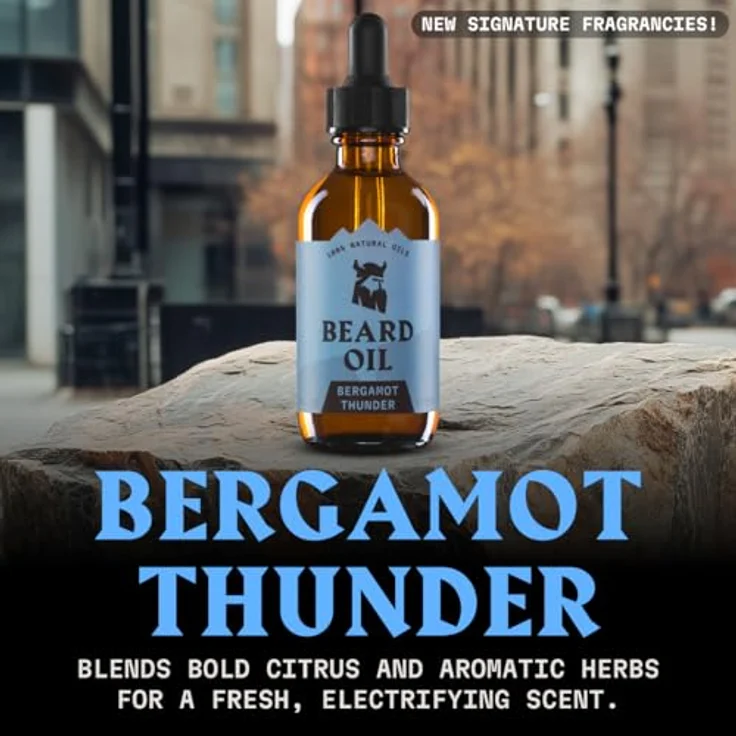 Striking Viking Bartöl Bergamot Thunder, 60 ml, wachstumsfördernd mit natürlichen Argan- & Jojobaölen, spendet Feuchtigkeit und reduziert Juckreiz – Bild 4