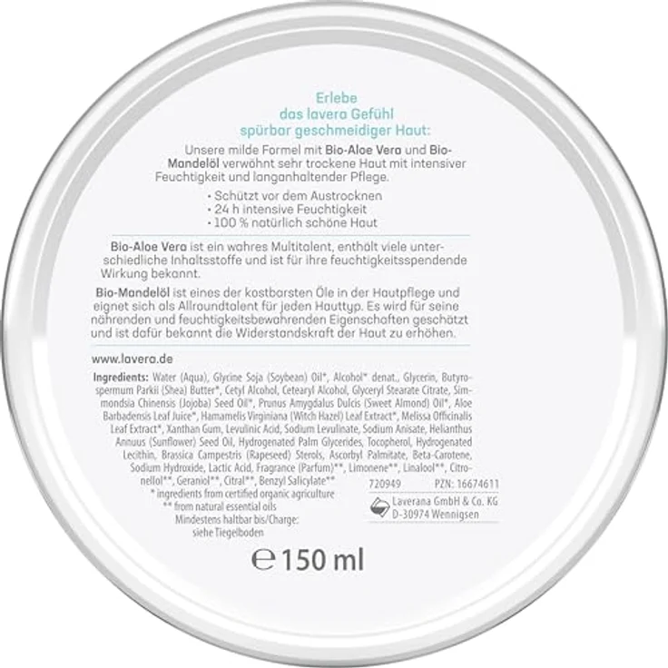 lavera Basis Sensitiv Körpercreme 150 ml – Bild 5