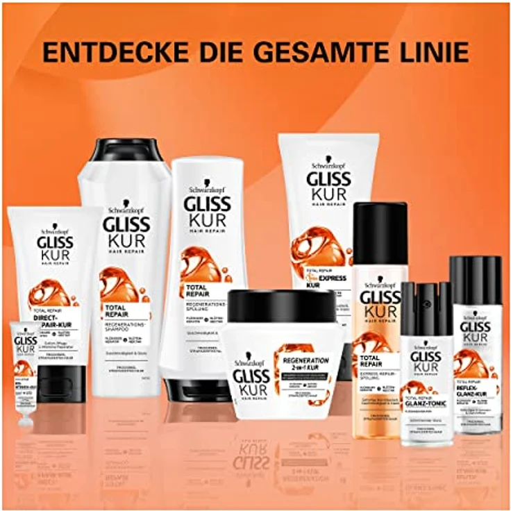 Gliss Kur Reflex-Glanz-Kur Total Repair (150 ml), Haarkur mit Keratin für sofort schimmernde Glanzreflexe, bis zu 95 % weniger Haarbruch – Bild 4