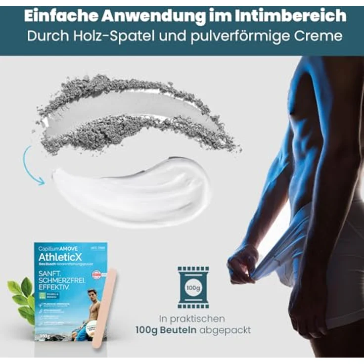 Arte Fiori Capillum AMOVE Wheat AthleticX, Enthaarungsmittel für schonende Körper-Enthaarung, 200 g, chemiefrei, auch für den Intimbereich geeignet – Bild 7