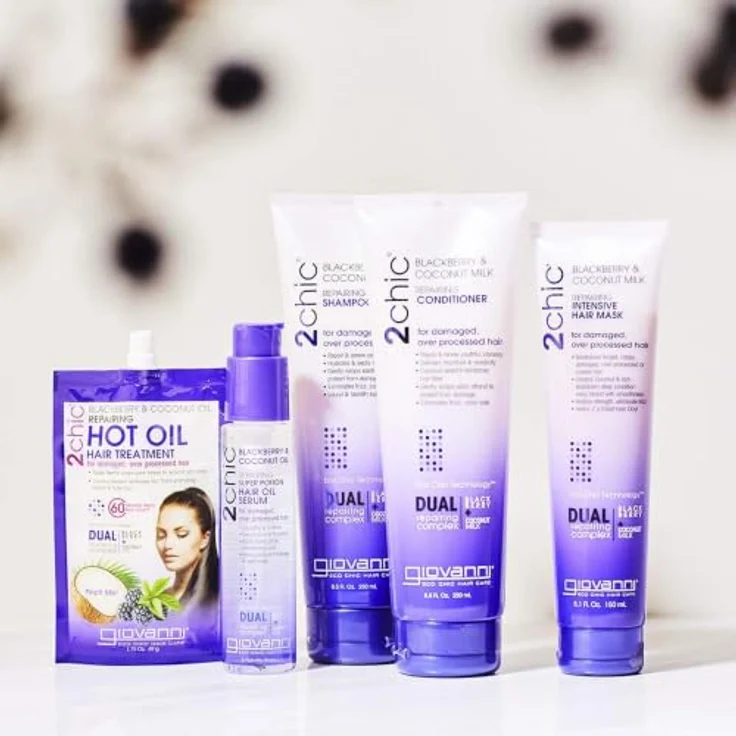 Giovanni 2chic Repairing Leave-in Conditioning & Styling Elixir, 118 ml, für beschädigtes und trockenes Haar, Anti-Frizz, mit Brombeeren und Kokosnuss – Bild 4