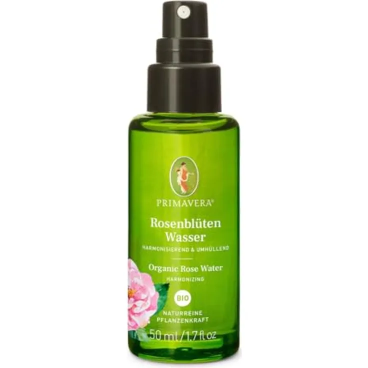 Primavera Rosenblütenwasser bio 50 ml - naturreine Pflanzenkraft – Glasflasche – Hydrolat, Körperspray, Aromatherapie – harmonisierend, entspannend, ausgleichend - vegan
