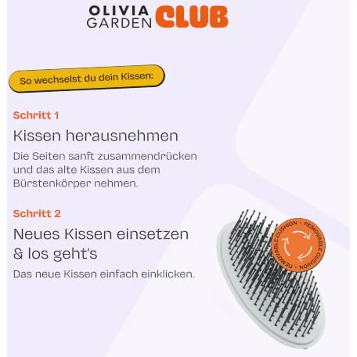 Olivia Garden Club THE RESET CUSHION Detangling & Shine Cushion, Damen-Haarbürste, blau, abnehmbares Kissen, sanftes Entwirren, für nasses und trockenes Haar – Bild 4