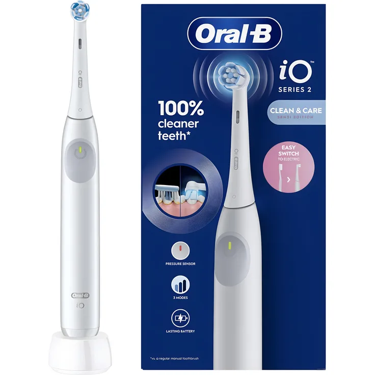 Braun Oral-B iO Series 2, Elektrische Zahnbürste in Simple White mit fortschrittlicher Reinigungsfunktion