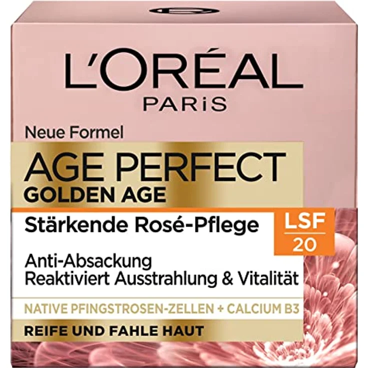 L'Oréal Paris Age Perfect Golden Age Stärkende Rosé-Tagespflege LSF 20, 50ml mit Pfingstrosen-Zellen, Calcium und Vitamin B3, für ebenmäßige & strahlende Haut & rosig frische Ausstrahlung – Bild 3