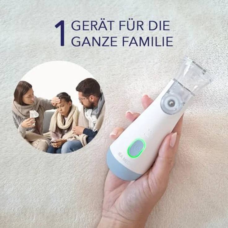 IEA Medical Inhalationsgerät blau – Tragbarer Vernebler für Kinder & Erwachsene mit ergonomischer Form, stabiler Stand und feiner Vernebelung – Bild 2