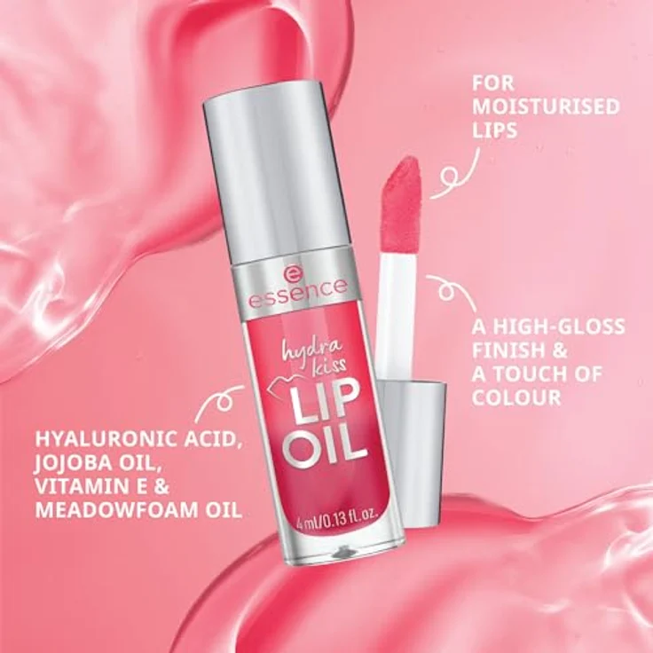 essence Hydra Kiss, hydratisierendes Lippenöl mit glänzendem Finish, Farbton 11 Rosy Sparkle, 4 ml – Bild 3