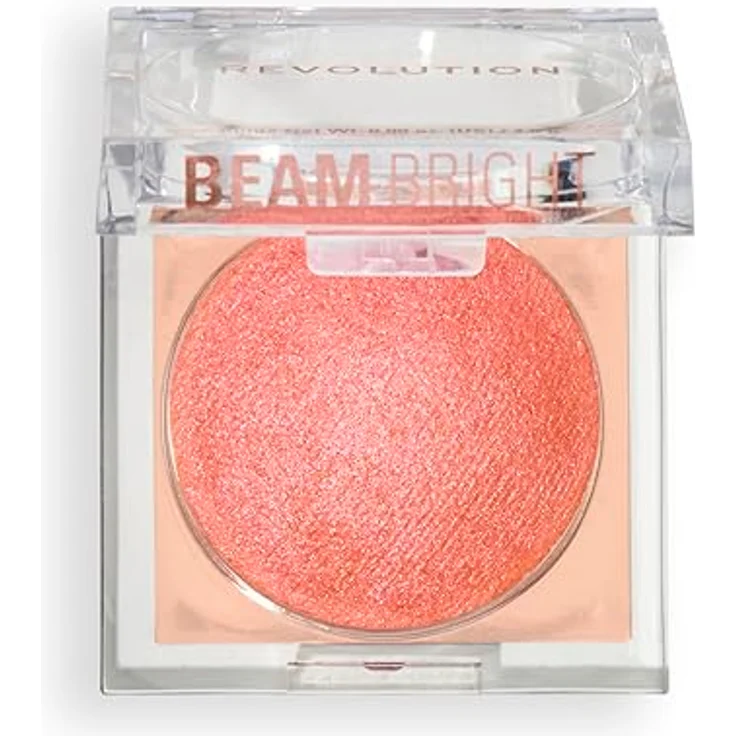 Makeup Revolution Beam Bright Blush Rouge, Peach Pop, 2.8 g, vegan, leichte Textur mit Glitzereffekt für strahlende Wangen – Bild 3