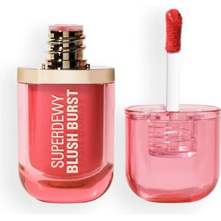 Revolution Superdewy Liquid Blush Burst, Aufbaubarer Flüssig-Blush mit Serum-Formel (Peptide & Hyaluronsäure), vegan & tierversuchsfrei, Watermelon Pop Coral, 4,2 ml