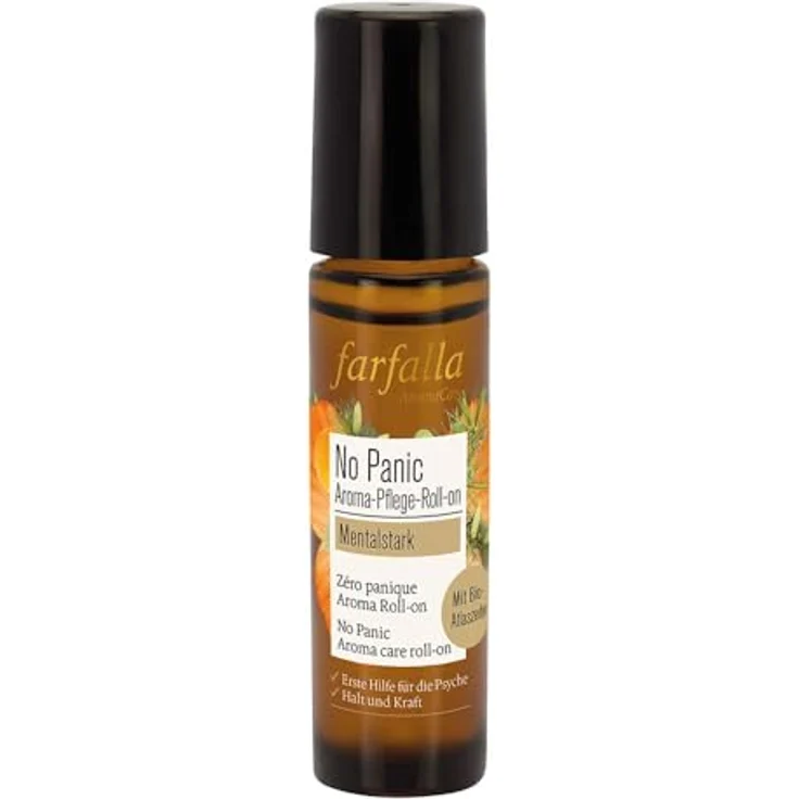 Farfalla Mentalstark No Panic Aroma-Pflege-Roll-on, 10ml, mit Kamille, Ylang Ylang, Bergamotte - Bio-Atlaszeder - Erfrischende Hautpflege-Anwendung, 10ml