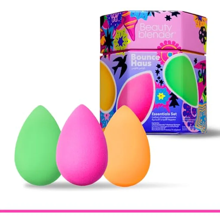 beautyblender Bouncehaus Essentials Set, 3-teiliges Make-up Schwamm Set, limitierte Edition, latexfrei, wiederverwendbar, für Foundation, Concealer, Puder, BB Cream, perfektes Airbrush-Finish