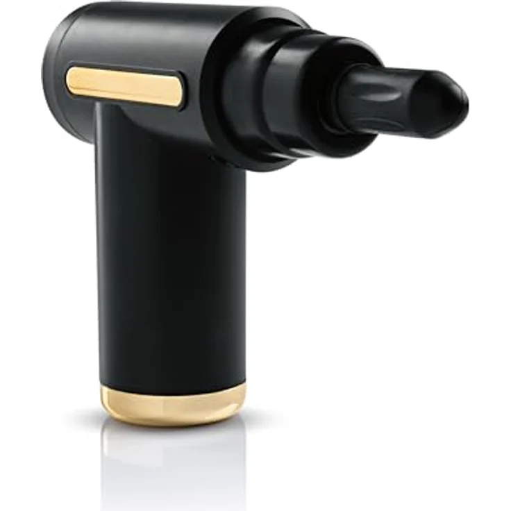 VITALmaxx Mini-Massagepistole, Massage Gun mit 4 Aufsätzen und 6 Leistungsstufen, zur Muskelmassage & Verspannungslösung, Schwarz/Gold – Bild 3