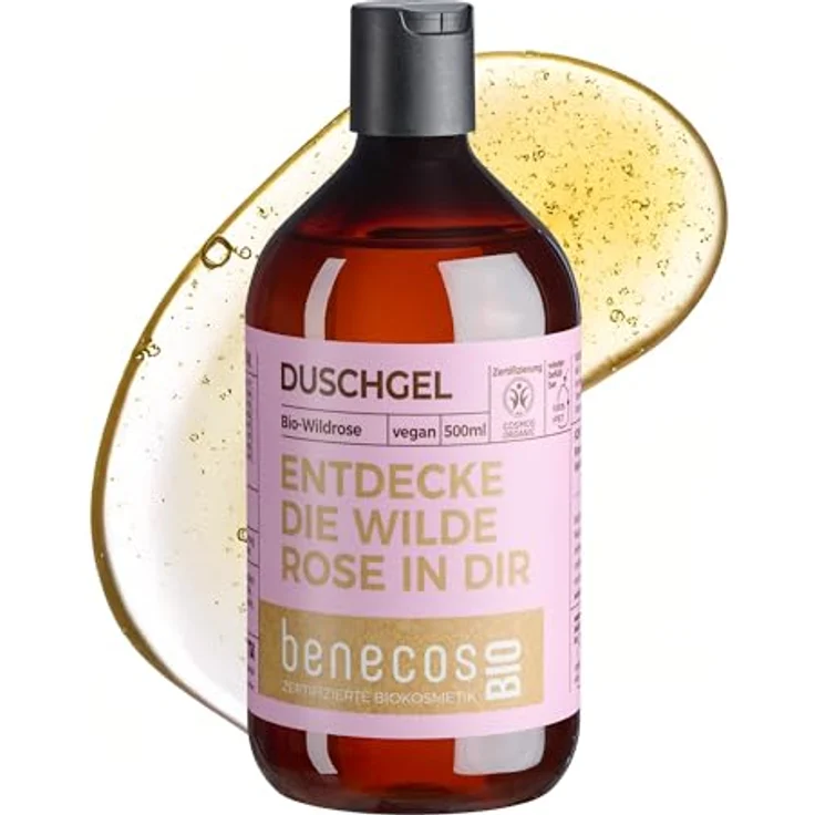 benecos Wildrose Duschgel 500 ml, sanft reinigend mit Bio-Wildrosenöl und Bio-Apfelsaft – Bild 1