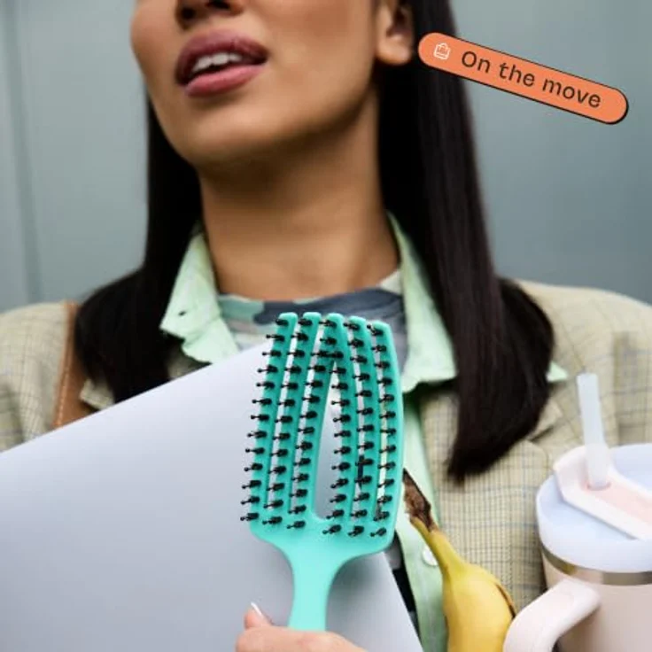 Olivia Garden Club THE NOMAD Detangling & Shine Fingerbrush, Haarbürste mit ergonomischem Griff und offener Struktur, Mint – Bild 4