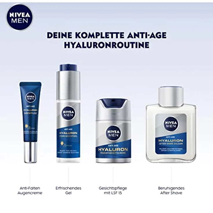 Nivea Men Hyaluron Hydro Feuchtigkeitsspendendes Gesichtsgel gegen Falten 50 ml für Männer – Bild 6