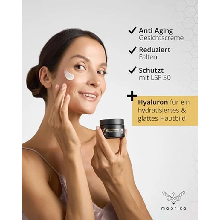 maorika Gesichtscreme mit Bienengift, Hyaluron und Manuka, Antiaging mit LSF30, 50 ml - für ein straffes Hautbild – Bild 4