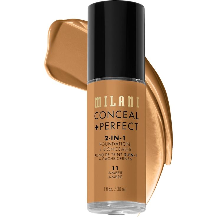 Milani Conceal + Perfect 2in1 Foundation, 30 ml, farbton Amber/11, wasserfeste, cremige Formel für gleichmäßigen Teint