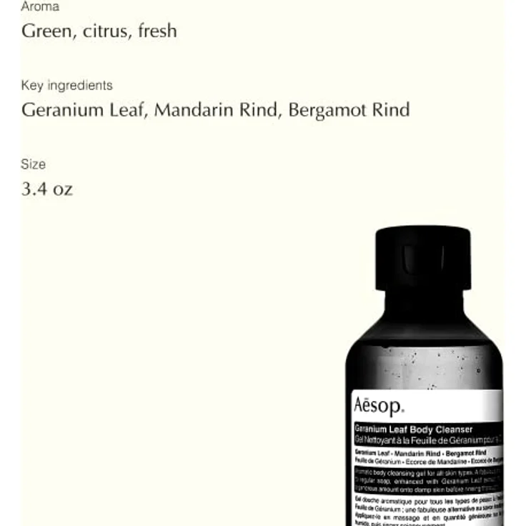 Aesop Geranium Leaf Body Cleanser, schaumarmes Duschgel mit erfrischendem Geranienblattextrakt, 100 ml – Bild 3