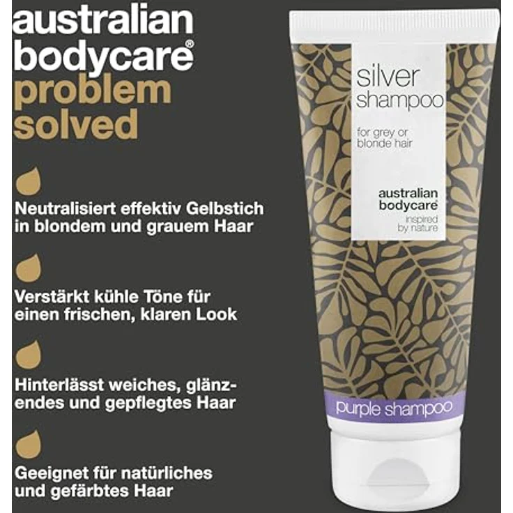Australian Bodycare Silbershampoo, Anti-Gelbstich für blondes und graues Haar, 250 ml – mit violetten Pigmenten für klaren, kühlen Farbton und frischen Glanz – Bild 3