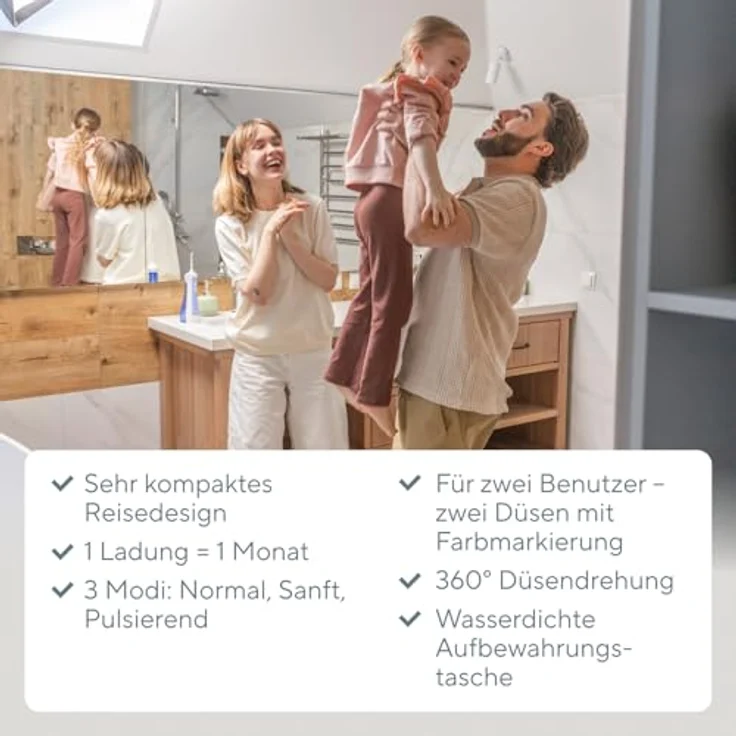B.Well PRO-911, Tragbare Munddusche mit 3 Betriebsarten, 360-Grad-Düsendrehung, USB-Aufladung für zwei Benutzer – Bild 7