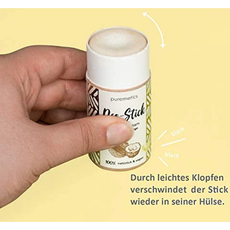 puremetics Deo-Stick Zitrone, 50 ml, vegan und hautfreundlich, ohne Aluminiumsalze und Alkohole, mit Sheabutter – Bild 4