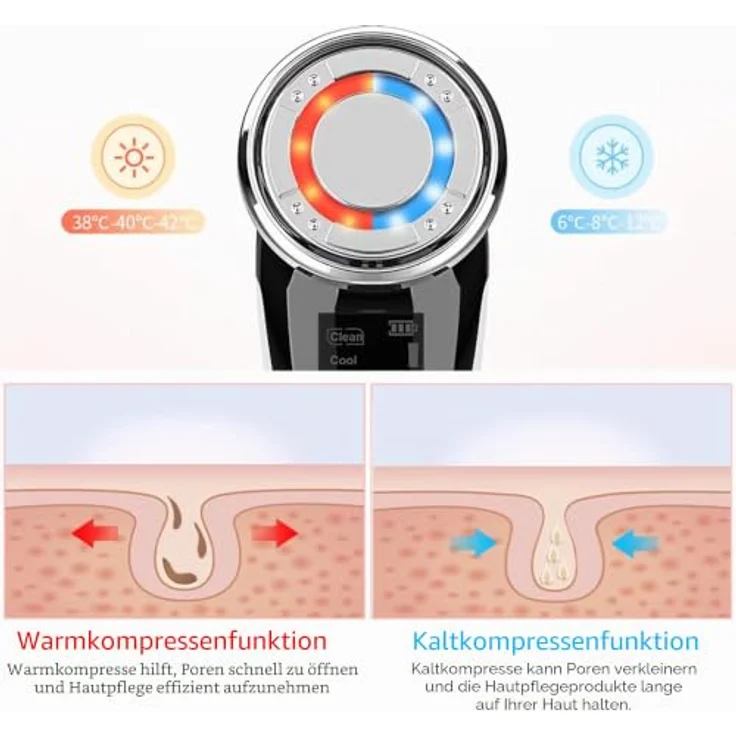 Lalano`S Cosmetics SkinStar EMS Gesichtsmassagegerät, Anti-Aging mit Photonentechnologie, Hot/Cool Behandlung, Vibrationsmassage, tragbar und USB aufladbar – Bild 4