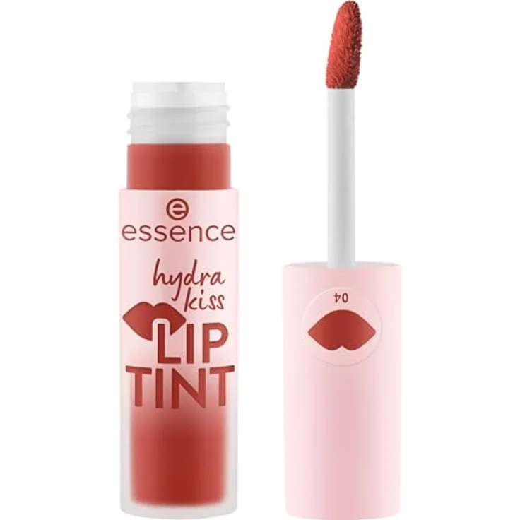 essence hydra kiss LIP TINT Nr. 04, langanhaltender roter Lippenstift, glänzend, vegan, ohne Parabene und Mikroplastik, 4ml – Bild 1