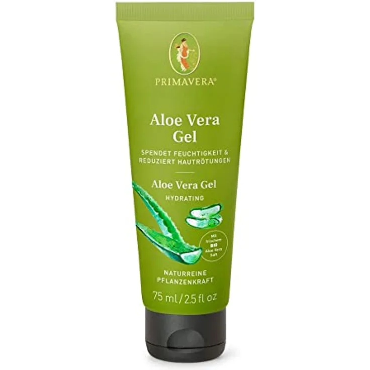 PRIMAVERA Aloe Vera Gel bio 75 ml – naturreine Pflanzenkraft – mit frischem Aleo Vera Saft - After-Sun-Pflege – duft- und farbneutral – feuchtigkeitsspendend – beruhigt, reduziert Hautrötungen – vegan