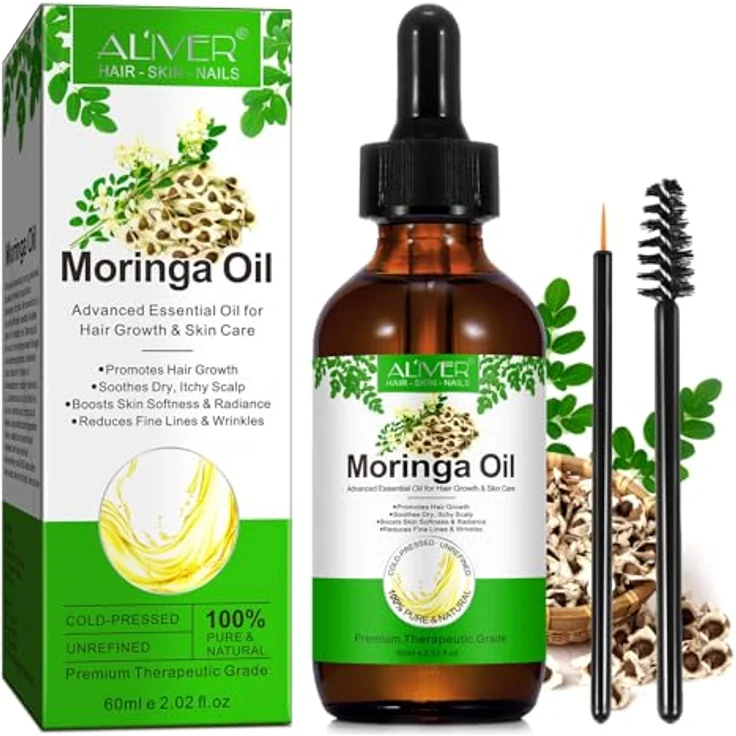 P-Beauty Moringa Öl, Kaltgepresst für Haare, Haut & Gesicht - Feuchtigkeit, Anti-Frizz, Anti-Aging, 60ml – Bild 1