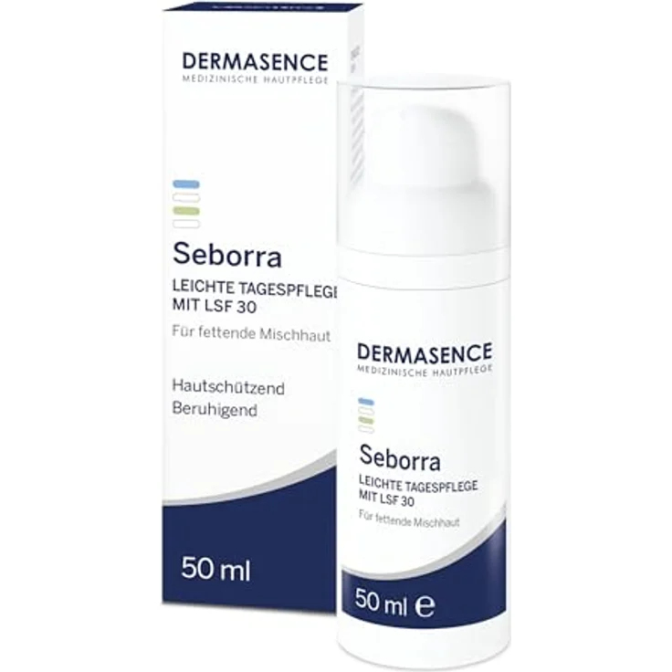 DERMASENCE Seborra Leichte Tagespflege mit LSF 30, 50 ml - Feuchtigkeitsspendende Hautpflege für fettige oder Mischhaut - Männerpflege mit UV-Schutz und Bisabolol, parfümfrei – Bild 1