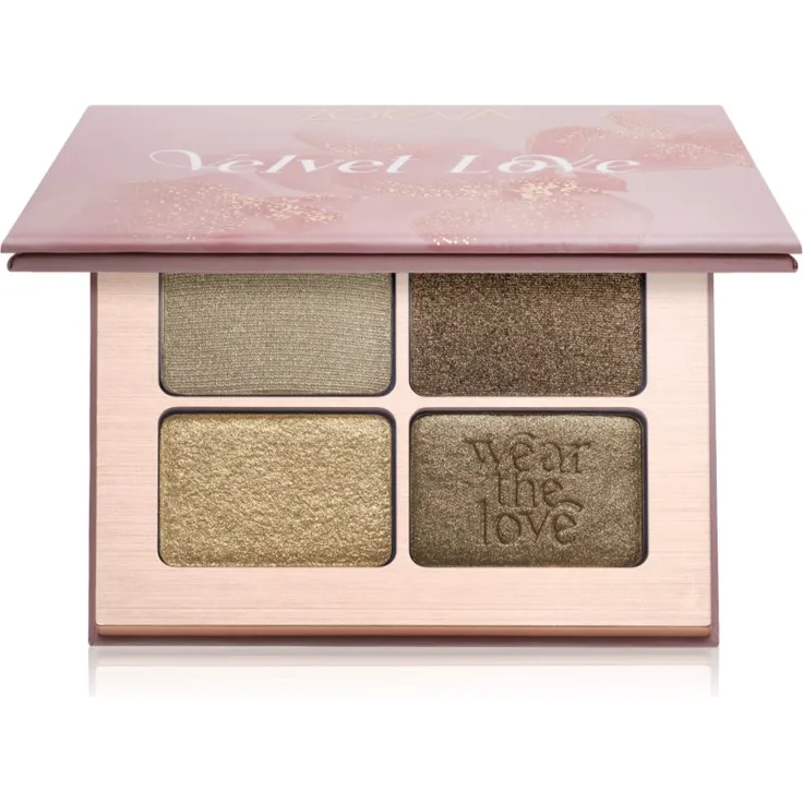 ZOEVA Velvet Love Eyeshadow Quad, Lidschattenpalette in Emerald Green Eyes, 4x1,5 g, schimmernd-matte Effekt, hohe Pigmentierung