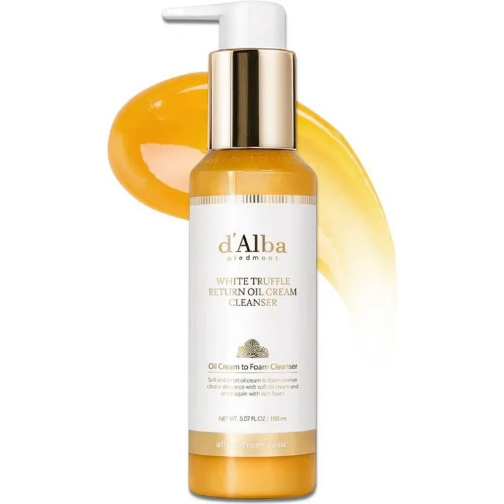 d'Alba White Truffle Return Oil Cream Cleanser, 2-in-1 Reinigungscreme für sanfte Make-up-Entfernung und luxuriöse Hautpflege, 150ml