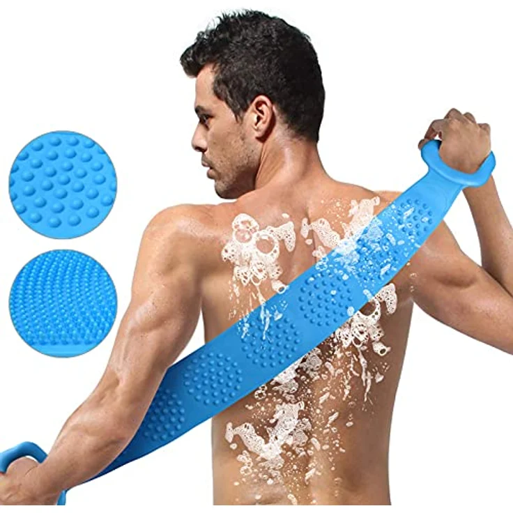 URAQT Rückenbürste, 73 cm lange Silikon Körperbürste mit Doppelseitiger Massage- und Peelingfunktion – Bild 1