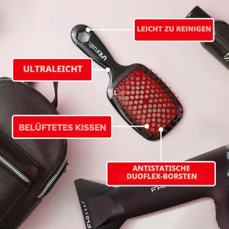 UNbrush Detangling Hair Brush, Haarbürste für alle Haartypen, Kunststoff, Farbe Canyon – Bild 5