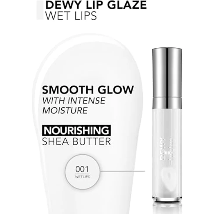 flormar Dewy Lip Glaze Hydratisierendes Lipgloss, Farbton 001 Wet Lips, 4,5 ml, feuchtigkeitsspendend und voluminiserend – Bild 7