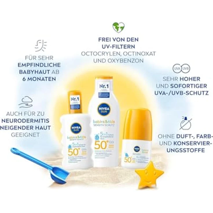 Nivea Kinder Sonnenschutz Sun Kids Schutz & Sensitiv Sonnenspray LSF50 hoher Lichtschutzfaktor 200 ml – Bild 2