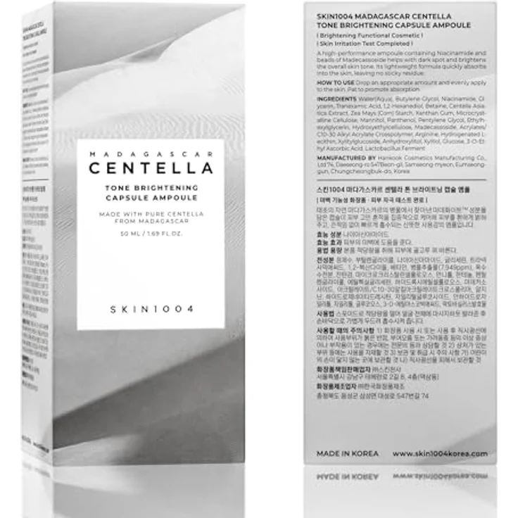 SKIN1004 Madagascar Centella Tone Brightening Capsule Ampoule, hydratisierendes Gesichtsserum für klare und glatte Haut, 50 ml – Bild 8