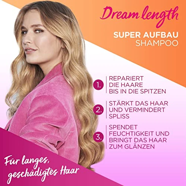 L'Oréal Paris Elvital XXL Shampoo gegen Spliss, Für traumhaft langes Haar, Mit Rizinus-Öl, Vitaminen und pflanzlichen Proteinen, Dream Length Super Aufbau Haarshampoo, 1 x 1000 ml – Bild 4