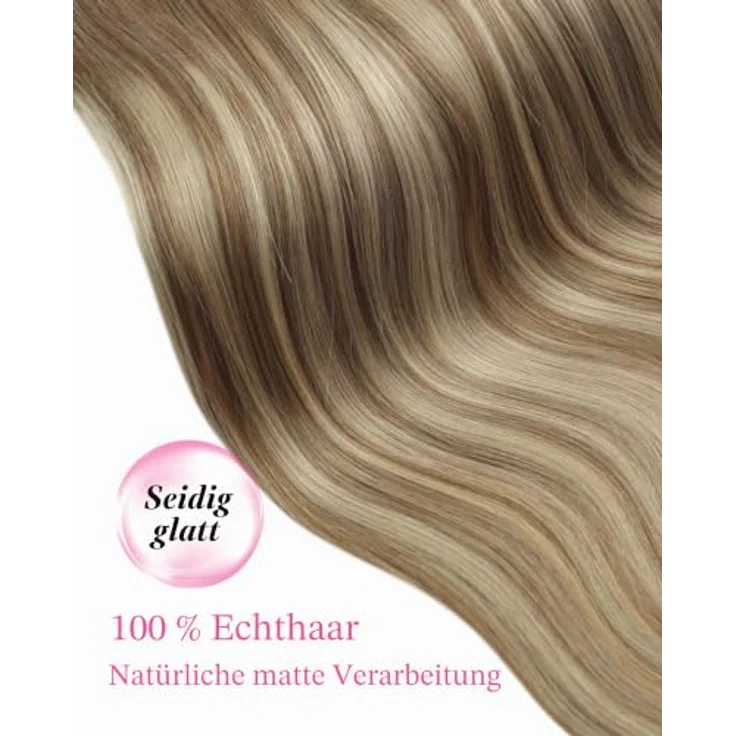 YoungSee Tape in Extensions, Echthaar Ombre Blond aus Remy Haar, 40 cm, 50g, Hellbraun, langlebiger Halt mit Walker Tape, inkl. Ersatz-Tapes – Bild 4
