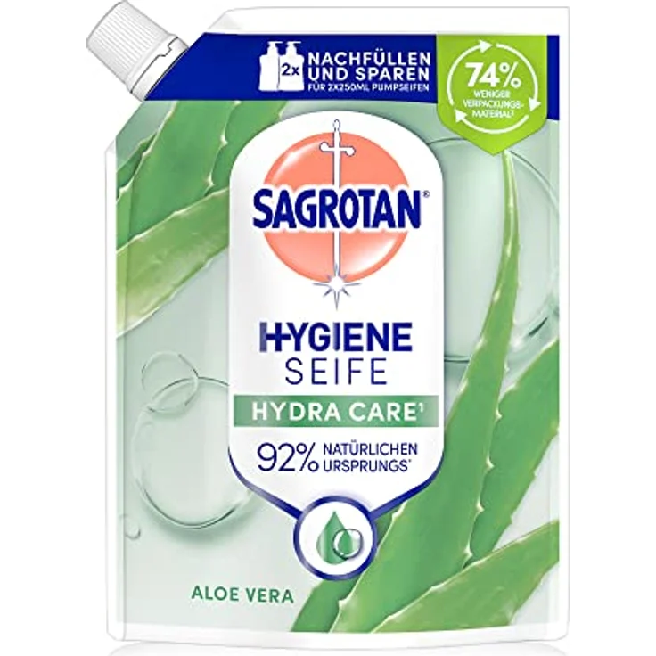 Sagrotan Handseife Nachfüller Aloe Vera – 6 x 500 ml Flüssigseife – Bild 2