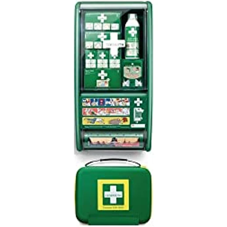 Cederroth Erste Hilfe Station, DIN 13157-2021 konformes Erste Hilfe Set mit Soft Foam Dispenser und Pflasterspender, strapazierfähiges Material, transparent – Bild 1