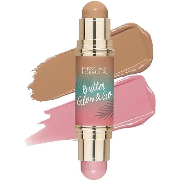 Physicians Formula Butter Glow & Go, beidseitiger Konturenstift für Lippen und Wangen, Farbton Beachy Pink, 10 g