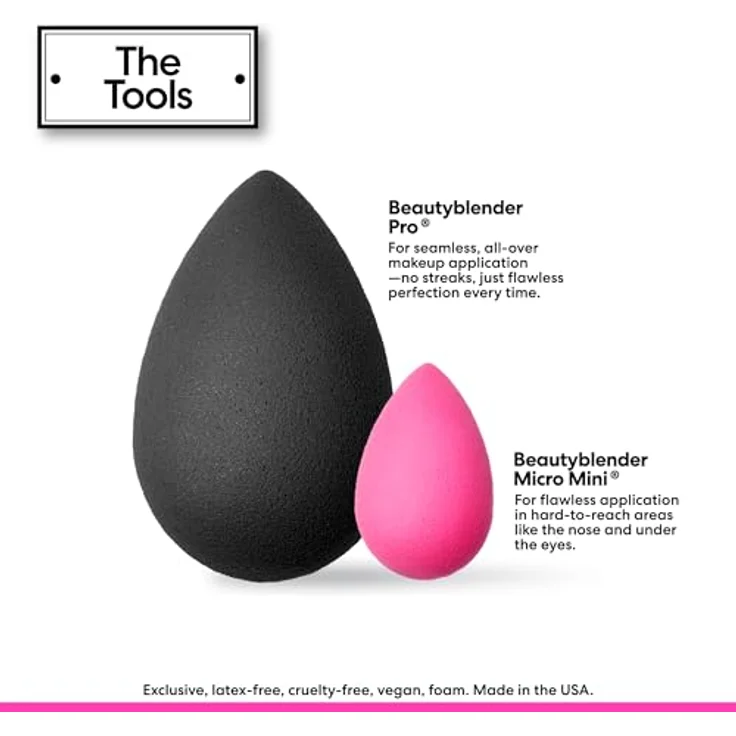 beautyblender Foam Pop Blending Duo, Make-up Schwamm Set mit Original Beautyblender und Micro Mini, latexfrei, wiederverwendbar, vegan – Bild 4