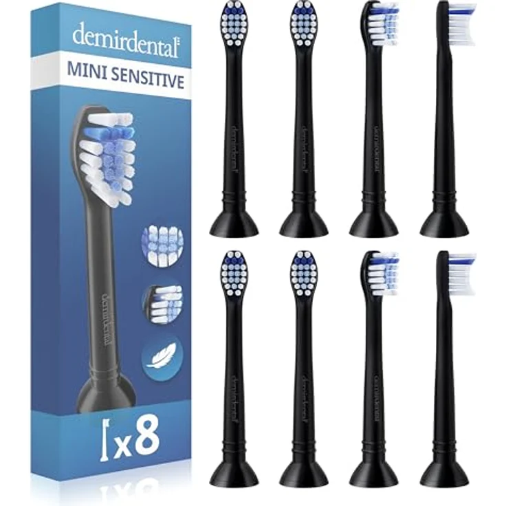 demirdental 8er Ersatzbürsten für Philips Sonicare Mini Sensitive, sanfte Reinigung mit konturierten Borsten und hygienischer Verpackung – Bild 1