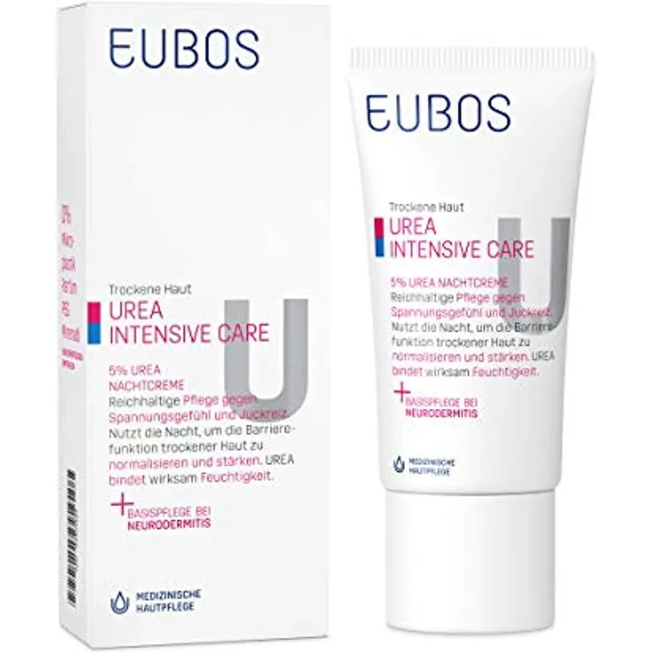 Eubos 5% UREA Nachtcreme 50ml für trockene Haut | Verbesserung der Hydratationsfähigkeit | Spezial-Pflegecreme