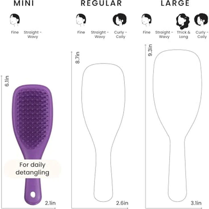Tangle Teezer The Ultimate Detangler Mini, Flachbürste für Damen, sanft zu Haar und Haut, Fresh Purple – Bild 7
